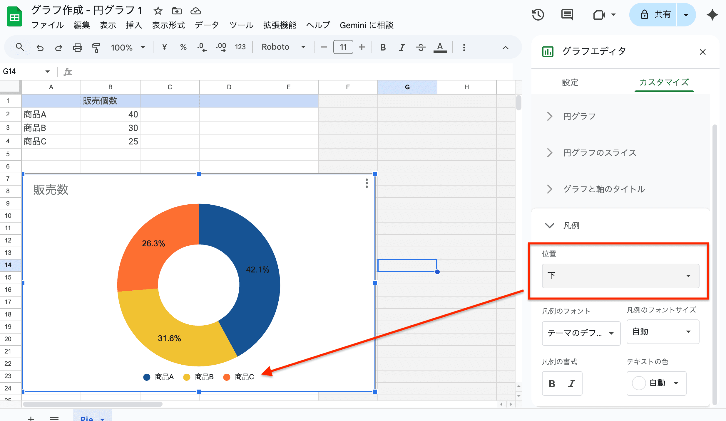 凡例の位置変更