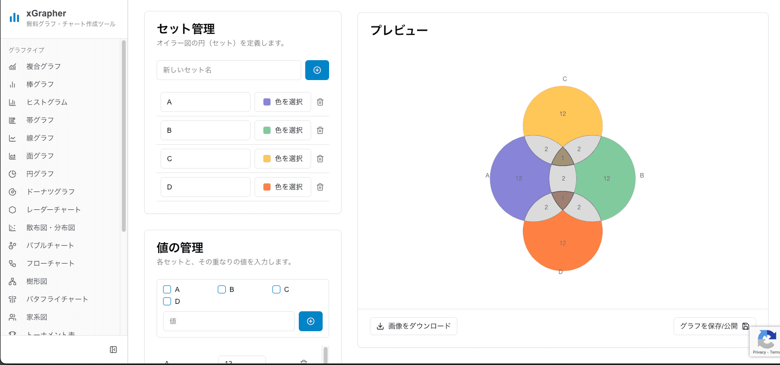 xGrapherのオイラー図作成画面