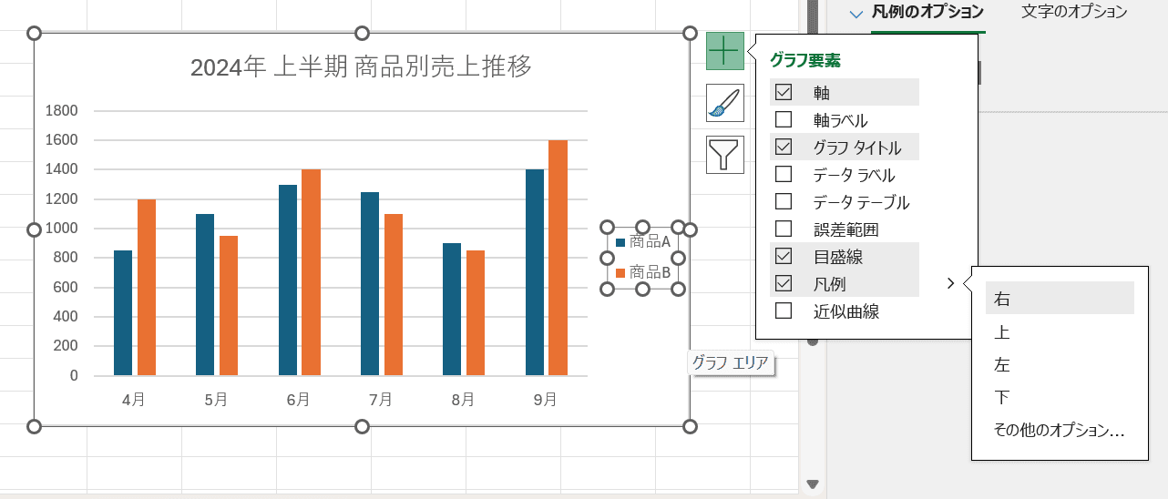 凡例の位置を調整する 凡例の位置を調整する