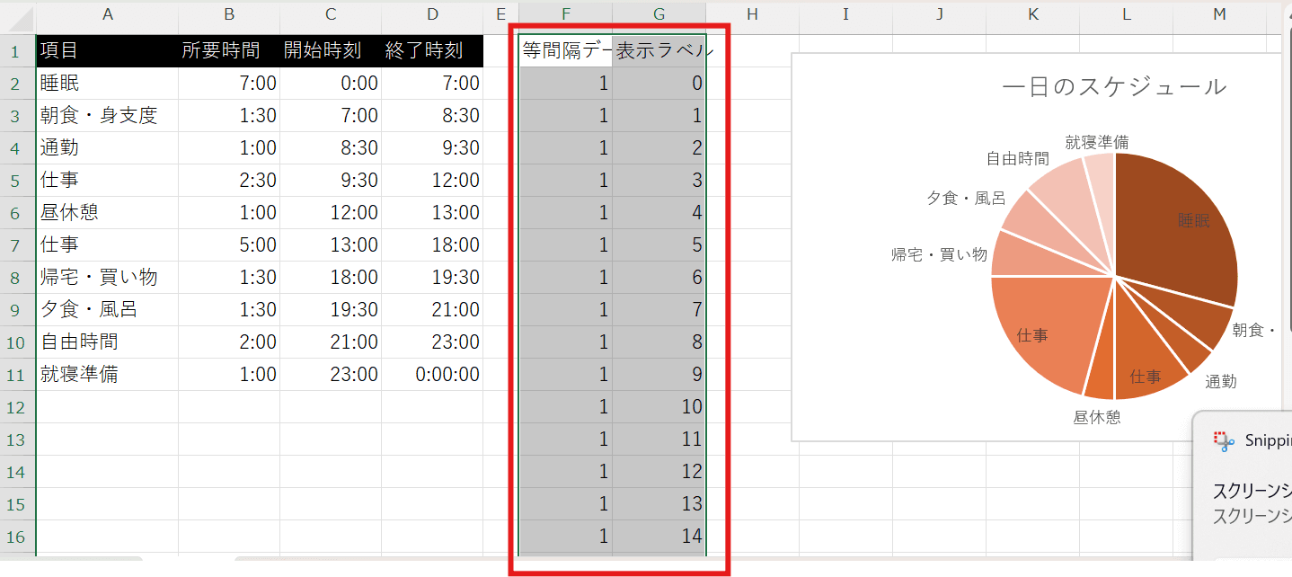 時間軸用データを追加 時間軸用データを追加