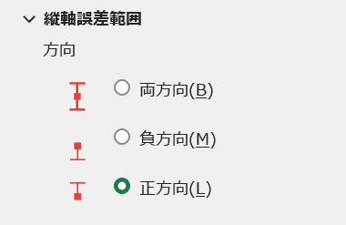 誤差範囲の方向設定 誤差範囲の方向設定