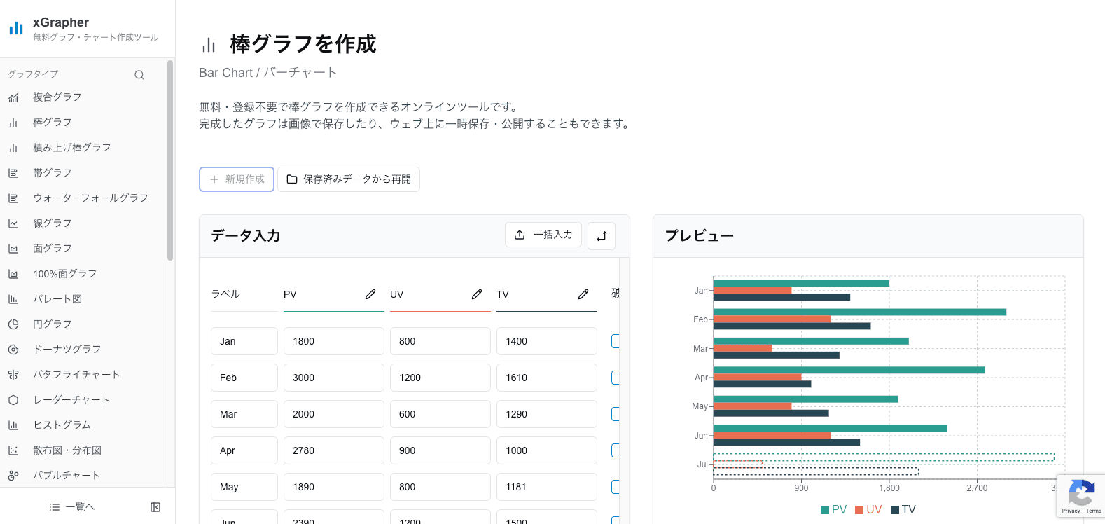 xGrapher横棒グラフ作成画面のスクリーンショット xGrapher横棒グラフ作成画面のスクリーンショット